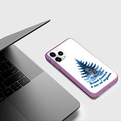Чехол iPhone 11 Pro матовый Волков бояться голубой арт, цвет: 3D-фиолетовый — фото 2