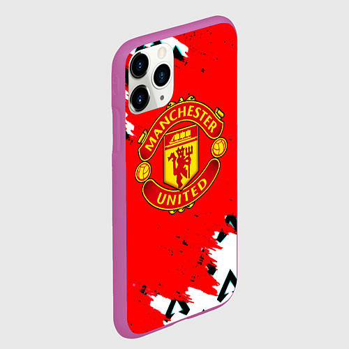 Чехол iPhone 11 Pro матовый Манчестер Юнайтед символы краски / 3D-Фиолетовый – фото 2