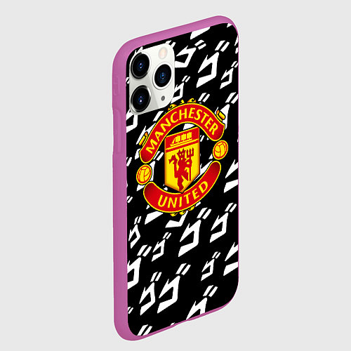 Чехол iPhone 11 Pro матовый Манчестер Юнайтед x Jojo anime / 3D-Фиолетовый – фото 2