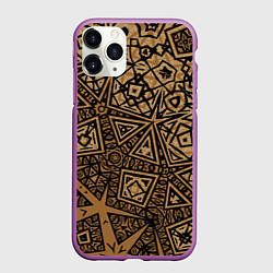 Чехол iPhone 11 Pro матовый Золотая метаморфоза на черном, цвет: 3D-фиолетовый