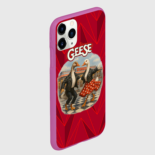 Чехол iPhone 11 Pro матовый Гуси танцует / 3D-Фиолетовый – фото 2