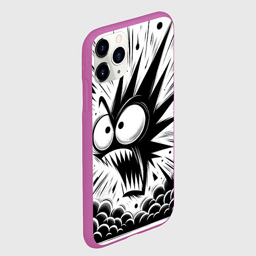 Чехол iPhone 11 Pro матовый Дикая рожица - нейроарт фантазия / 3D-Фиолетовый – фото 2