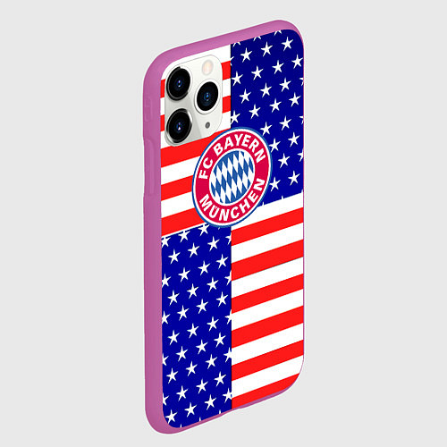 Чехол iPhone 11 Pro матовый Бавария Мюнхен сша паттерн / 3D-Фиолетовый – фото 2