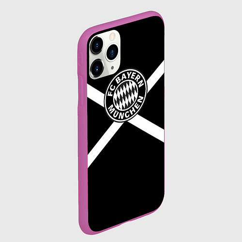 Чехол iPhone 11 Pro матовый Бавария Мюнхен полосы / 3D-Фиолетовый – фото 2