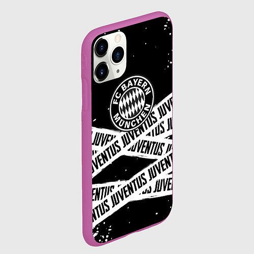 Чехол iPhone 11 Pro матовый Бавария Мюнхен x Ювентус / 3D-Фиолетовый – фото 2