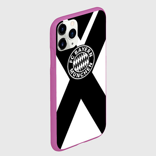 Чехол iPhone 11 Pro матовый Бавария Мюнхен полосы / 3D-Фиолетовый – фото 2