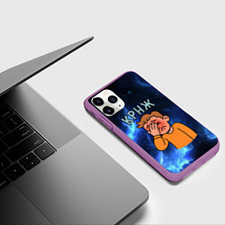 Чехол iPhone 11 Pro матовый Крнж мем кринжа, цвет: 3D-фиолетовый — фото 2
