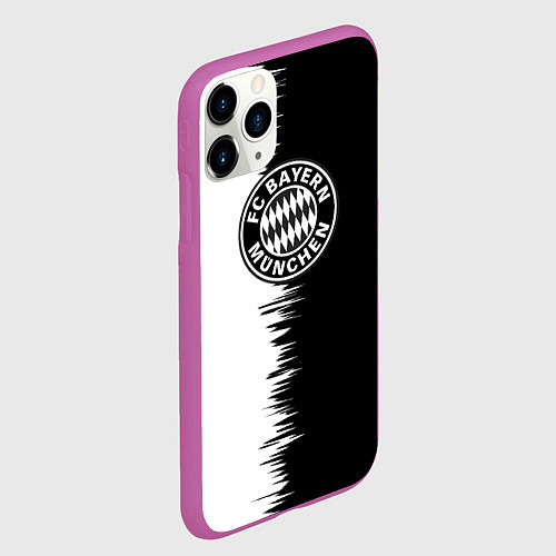 Чехол iPhone 11 Pro матовый Бавария Мюнхен черно белые штрихи / 3D-Фиолетовый – фото 2