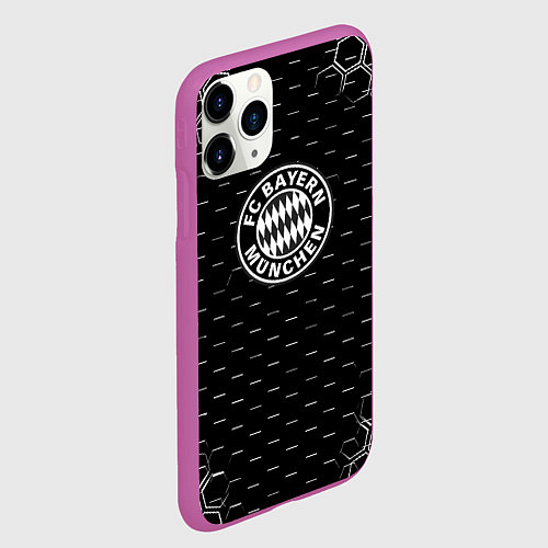Чехол iPhone 11 Pro матовый Бавария Мюнхен соты текстура / 3D-Фиолетовый – фото 2