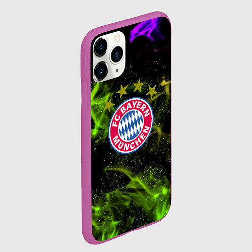 Чехол iPhone 11 Pro матовый Бавария Мюнхен огонь / 3D-Фиолетовый – фото 2