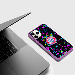 Чехол iPhone 11 Pro матовый Бавария Мюнхен краски неон, цвет: 3D-фиолетовый — фото 2