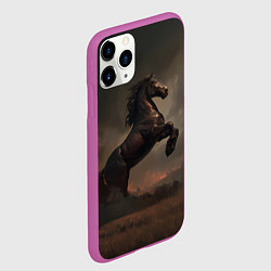 Чехол iPhone 11 Pro матовый Лошадь встает на дыбы, цвет: 3D-фиолетовый — фото 2