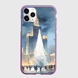 Чехол iPhone 11 Pro матовый Новый год в Москве, цвет: 3D-фиолетовый