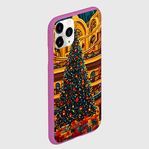 Чехол iPhone 11 Pro матовый Московская новогодняя елка / 3D-Фиолетовый – фото 2