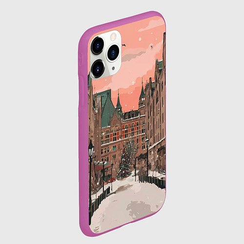 Чехол iPhone 11 Pro матовый Новогодний Московский двор / 3D-Фиолетовый – фото 2
