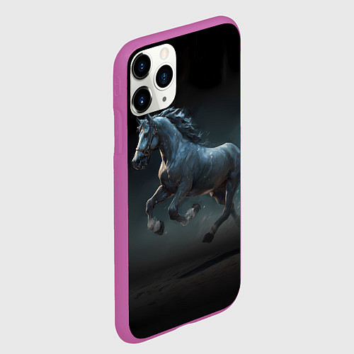 Чехол iPhone 11 Pro матовый Конь бегун / 3D-Фиолетовый – фото 2