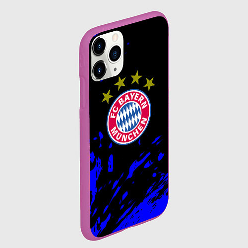 Чехол iPhone 11 Pro матовый Бавария Мюнхен синие краски / 3D-Фиолетовый – фото 2