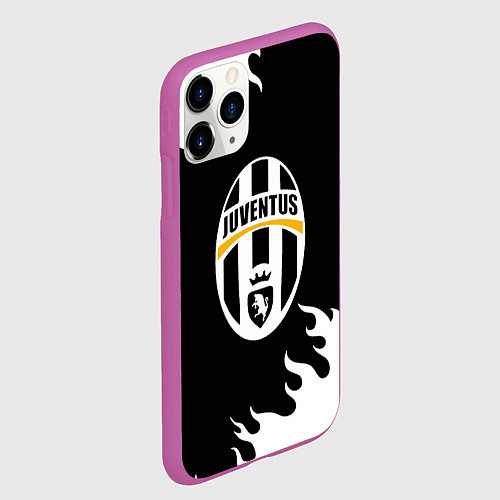 Чехол iPhone 11 Pro матовый Juventus белый огонь текстура / 3D-Фиолетовый – фото 2