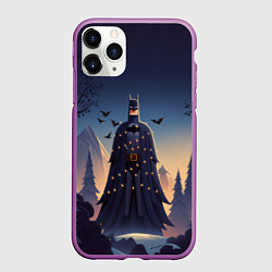 Чехол iPhone 11 Pro матовый Новогодний Бэтмен, цвет: 3D-фиолетовый