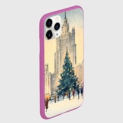 Чехол iPhone 11 Pro матовый Москва новогодняя елка, цвет: 3D-фиолетовый — фото 2