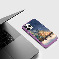 Чехол iPhone 11 Pro матовый Новый год в Москве новогодняя елка, цвет: 3D-фиолетовый — фото 2