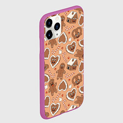 Чехол iPhone 11 Pro матовый Паттерн с новогодним печеньем, цвет: 3D-фиолетовый — фото 2