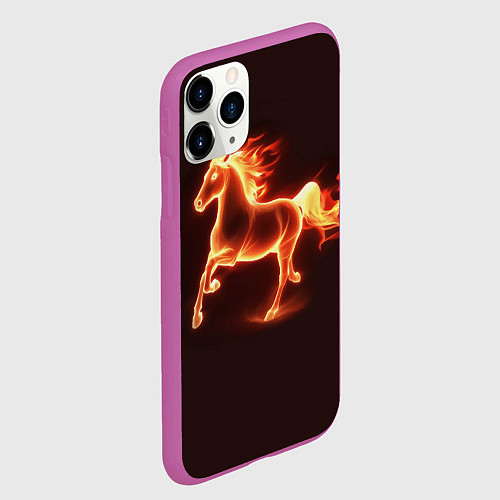 Чехол iPhone 11 Pro матовый Огненная лошадь 2026 / 3D-Фиолетовый – фото 2