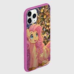 Чехол iPhone 11 Pro матовый Милая пони и новый год, цвет: 3D-фиолетовый — фото 2