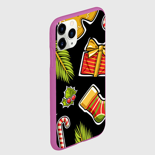 Чехол iPhone 11 Pro матовый Рождественский вайб / 3D-Фиолетовый – фото 2