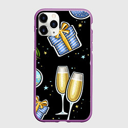 Чехол iPhone 11 Pro матовый Новогодний вайб, цвет: 3D-фиолетовый