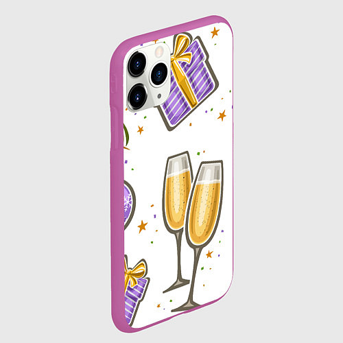 Чехол iPhone 11 Pro матовый Новогодний вайб / 3D-Фиолетовый – фото 2