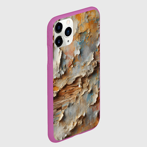 Чехол iPhone 11 Pro матовый Старая штукатурка на стене - абстракция / 3D-Фиолетовый – фото 2