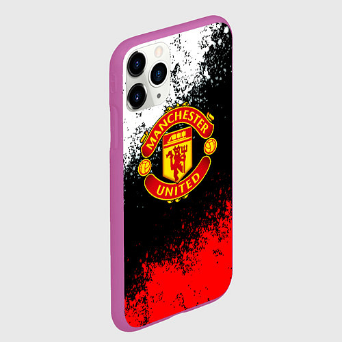 Чехол iPhone 11 Pro матовый Манчестер Юнайтед краски всплеск / 3D-Фиолетовый – фото 2
