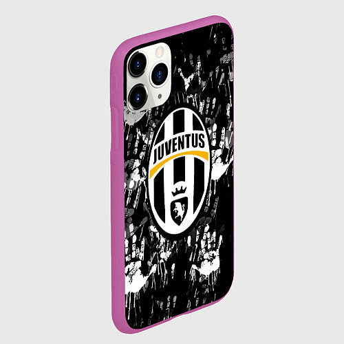Чехол iPhone 11 Pro матовый Ювентус текстура руки краски / 3D-Фиолетовый – фото 2