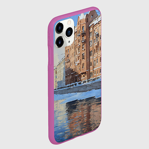 Чехол iPhone 11 Pro матовый Зимний Санкт-Петербург / 3D-Фиолетовый – фото 2