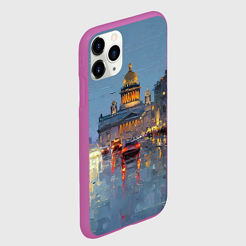 Чехол iPhone 11 Pro матовый Зимний Питер / 3D-Фиолетовый – фото 2