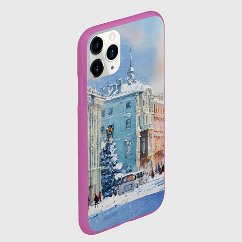 Чехол iPhone 11 Pro матовый Зимний Питер / 3D-Фиолетовый – фото 2