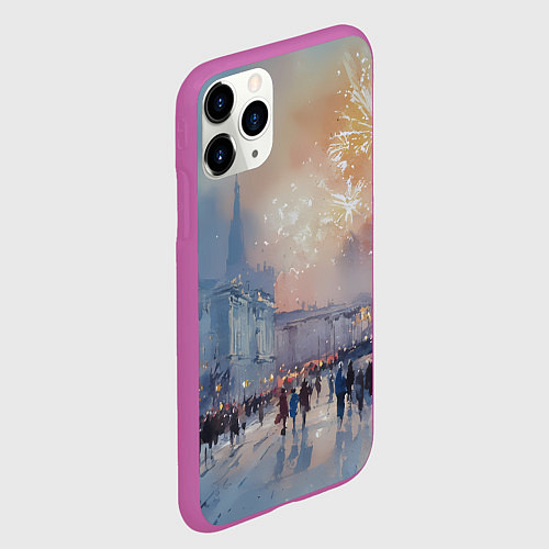 Чехол iPhone 11 Pro матовый Новогодняя Питерская атмосфера / 3D-Фиолетовый – фото 2