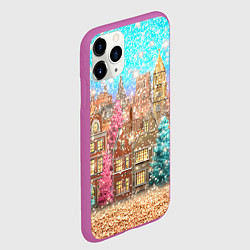 Чехол iPhone 11 Pro матовый Новогодний город в блестках, цвет: 3D-фиолетовый — фото 2