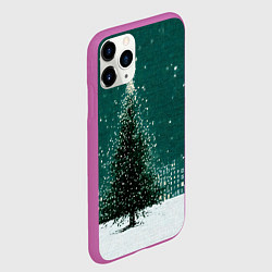 Чехол iPhone 11 Pro матовый Новый год в зеленом стиле, цвет: 3D-фиолетовый — фото 2