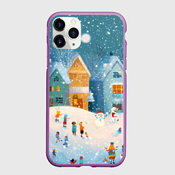 Чехол iPhone 11 Pro матовый Новогодние каникулы, цвет: 3D-фиолетовый