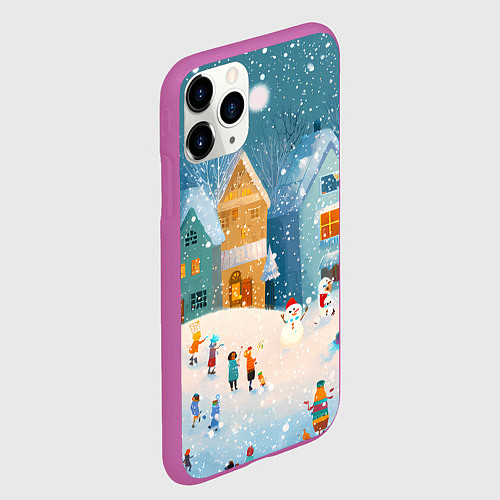 Чехол iPhone 11 Pro матовый Новогодние каникулы / 3D-Фиолетовый – фото 2