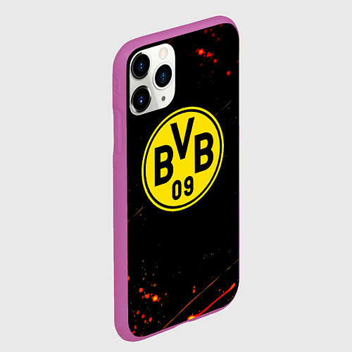 Чехол iPhone 11 Pro матовый Боруссиа огненные краски текстура / 3D-Фиолетовый – фото 2