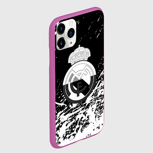 Чехол iPhone 11 Pro матовый Реал Мадрид краски текстура / 3D-Фиолетовый – фото 2