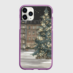 Чехол iPhone 11 Pro матовый Елка во дворе, цвет: 3D-фиолетовый