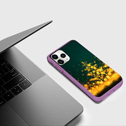 Чехол iPhone 11 Pro матовый Новогодние елочки из боке, цвет: 3D-фиолетовый — фото 2