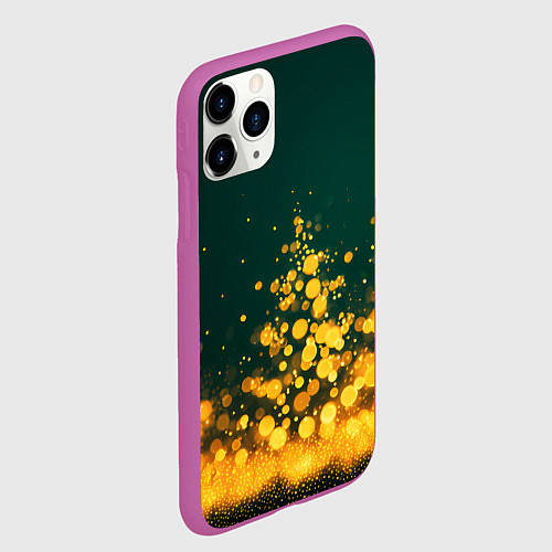 Чехол iPhone 11 Pro матовый Новогодние елочки из боке / 3D-Фиолетовый – фото 2