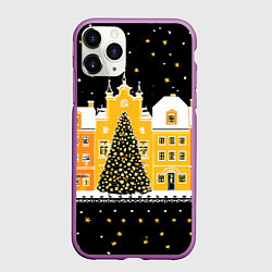 Чехол iPhone 11 Pro матовый Новогодняя ночь в городе, цвет: 3D-фиолетовый