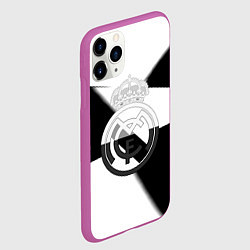 Чехол iPhone 11 Pro матовый Реал Мадрид геометрия полосы, цвет: 3D-фиолетовый — фото 2
