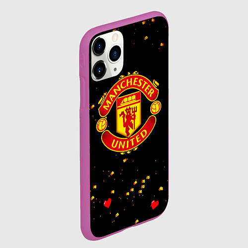 Чехол iPhone 11 Pro матовый Манчестер Юнайтед пиксели / 3D-Фиолетовый – фото 2